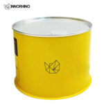 Metal can with paper wrap
